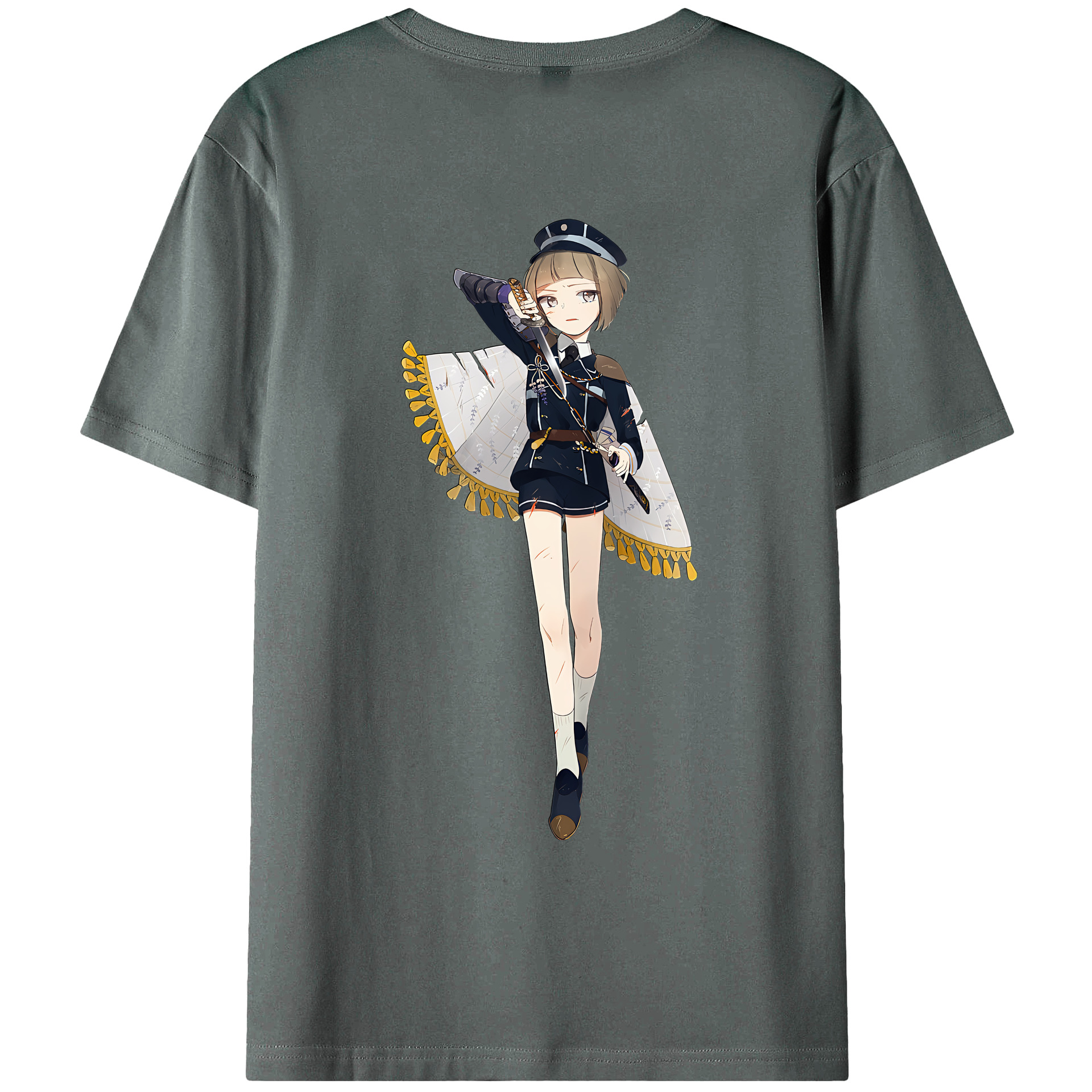 （画像用） 刀剣乱舞 Touken Ranbu 綿100％ メンズ半袖Tシャツ（バックプリント） 通気性